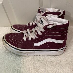 VANS Off The Wall Sneakers Red Suede Skate High Tops Unisex Clean  Sz US kids 13